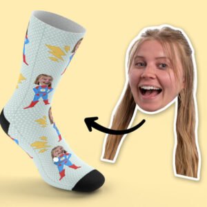 Personliga strumpor med foto - Superhjälte