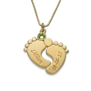 Personligt Baby Fötter Halsband i Guldplätering