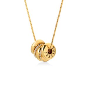 Personligt Halsband med Graverade Runda Plattor i Guld Vermeil