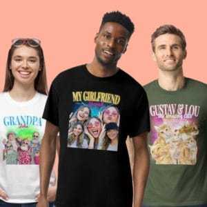 Personlig T-shirt med Fotocollage - 90s Design