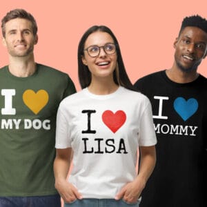 Personlig T-shirt med Text - I Love